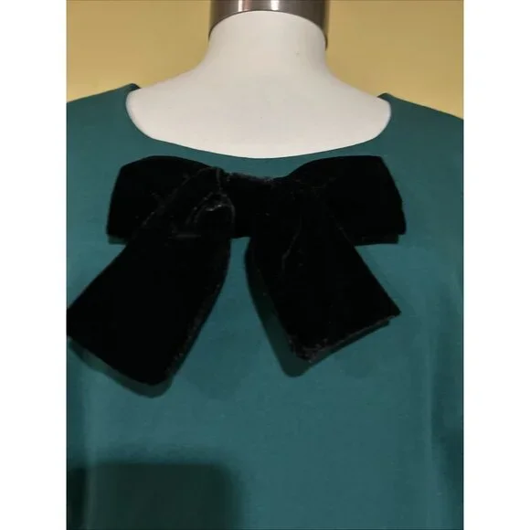 Holiday Sleeveless Green Black Bow Dress Coquette Draper James Pockets New - Picture 3 of 14